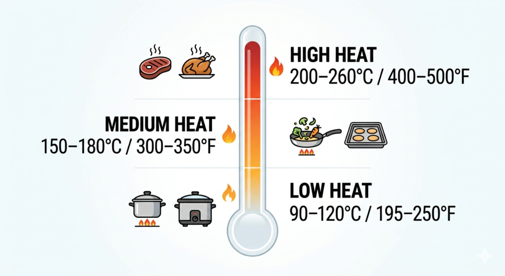 visual showing different cooking temperature