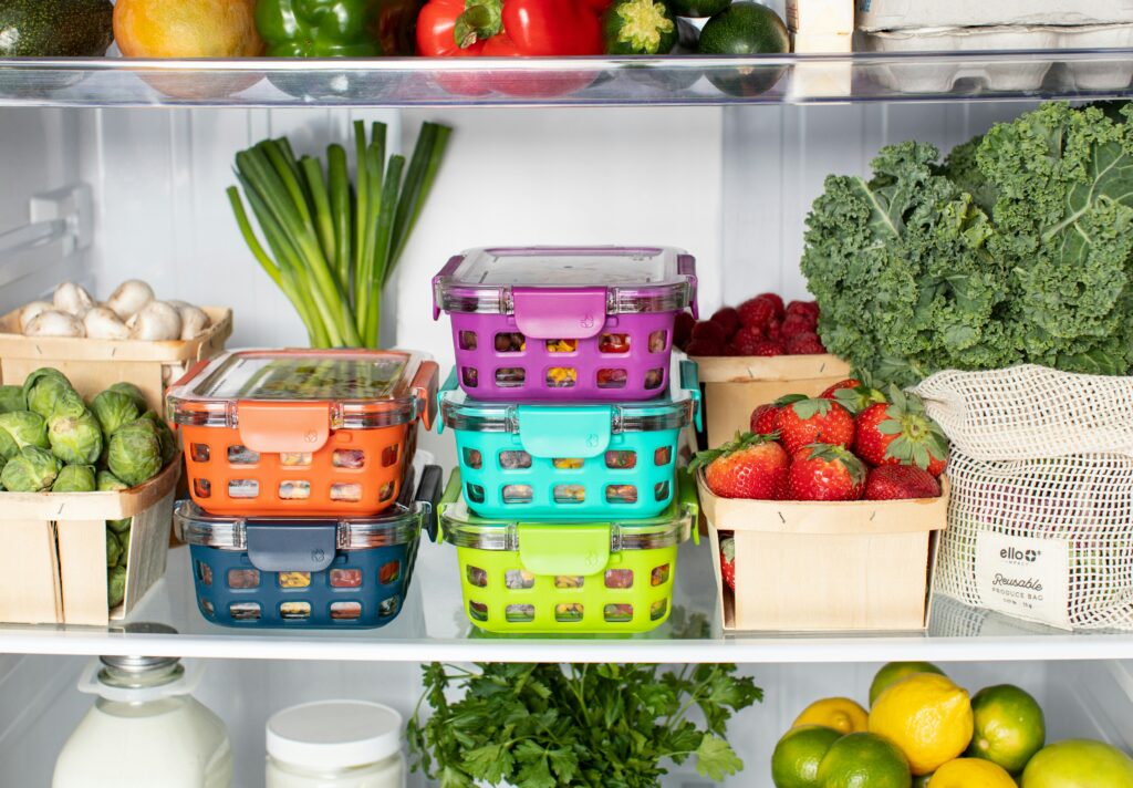 organized refrigerator with containers