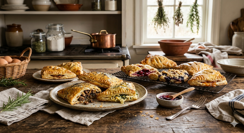 assorted golden turnovers