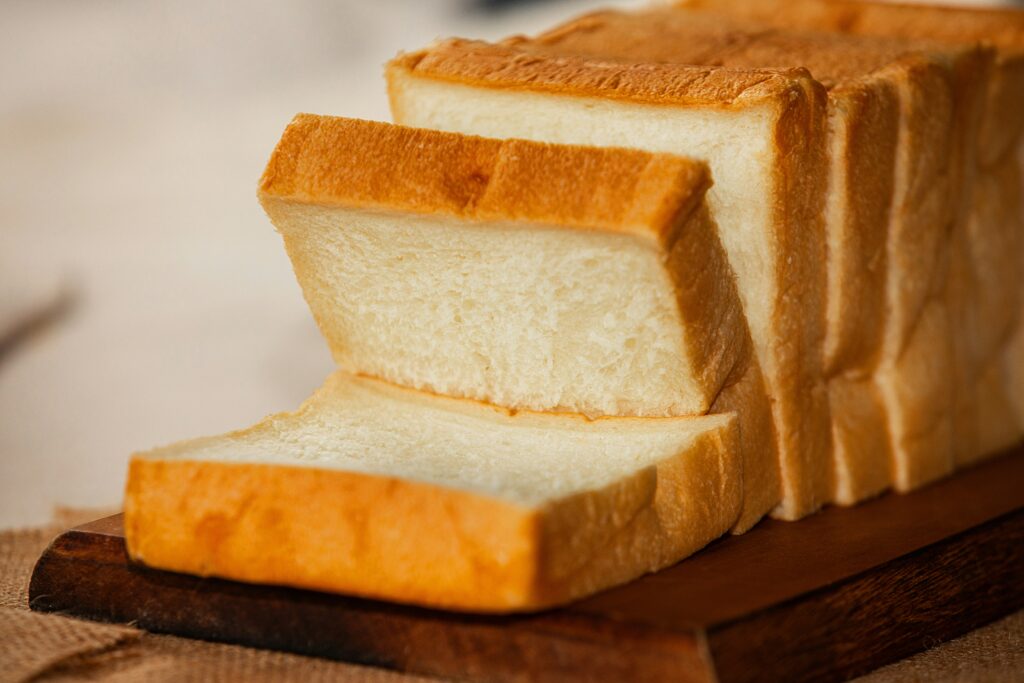 soft white bread loaf sliced