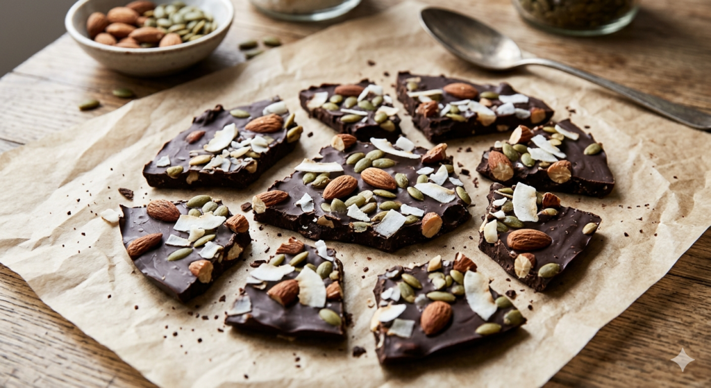 Shards of dark chocolate keto bark