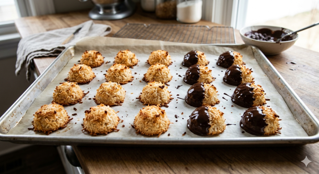 Golden-brown toasted coconut macaroons