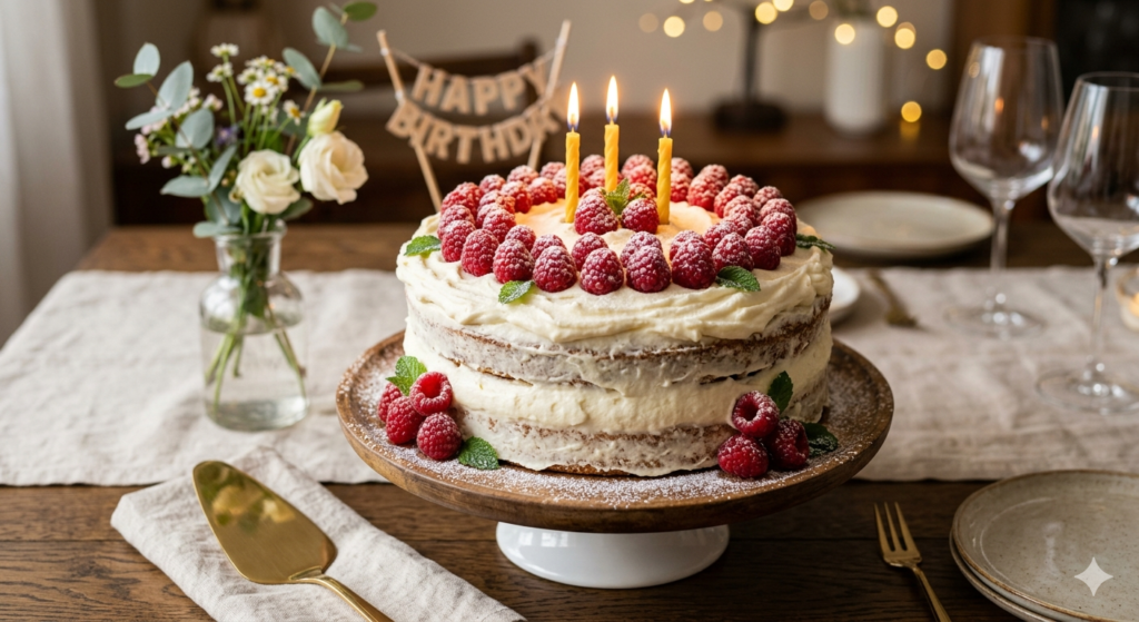 A two-layer keto birthday cake