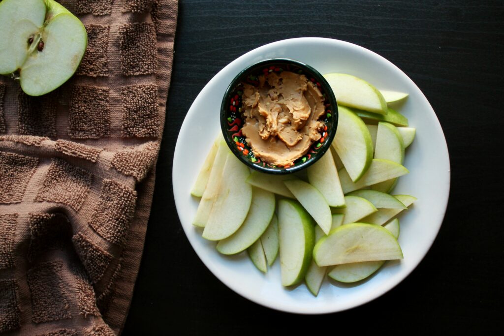 Crisp apple slices with almond butter