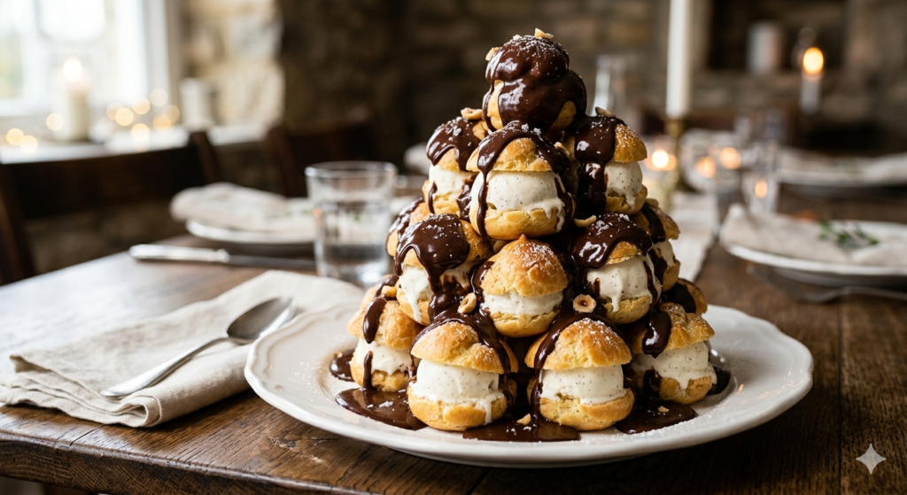 Profiteroles with Chocolate Sauce