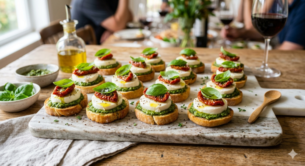 Pesto, Mozzarella, and Sundried Tomato sandwiches