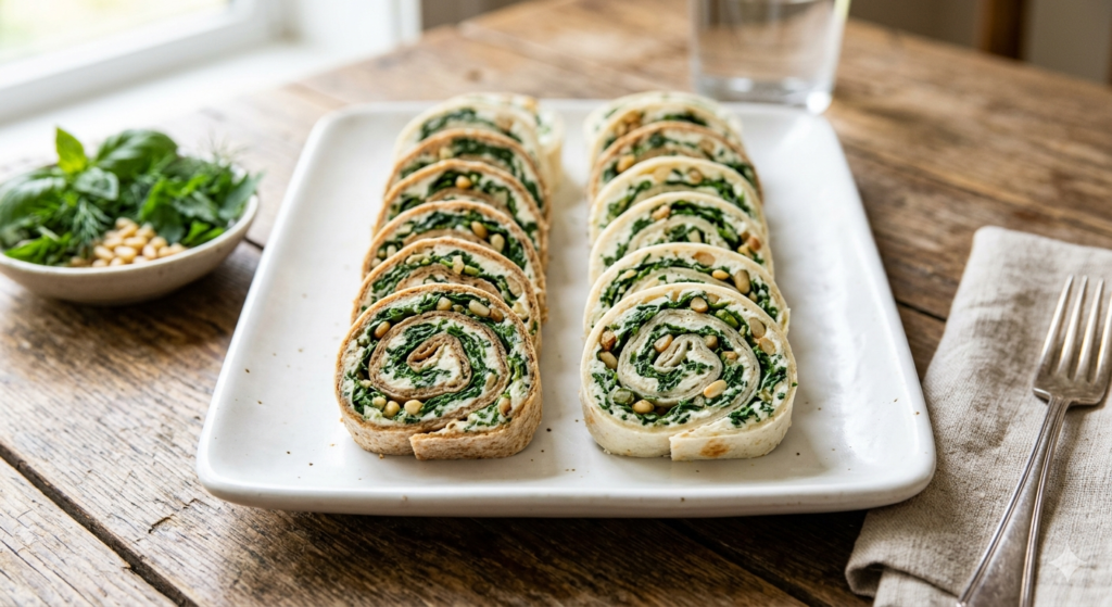 Spinach, Ricotta, and Pine Nut Pinwheels