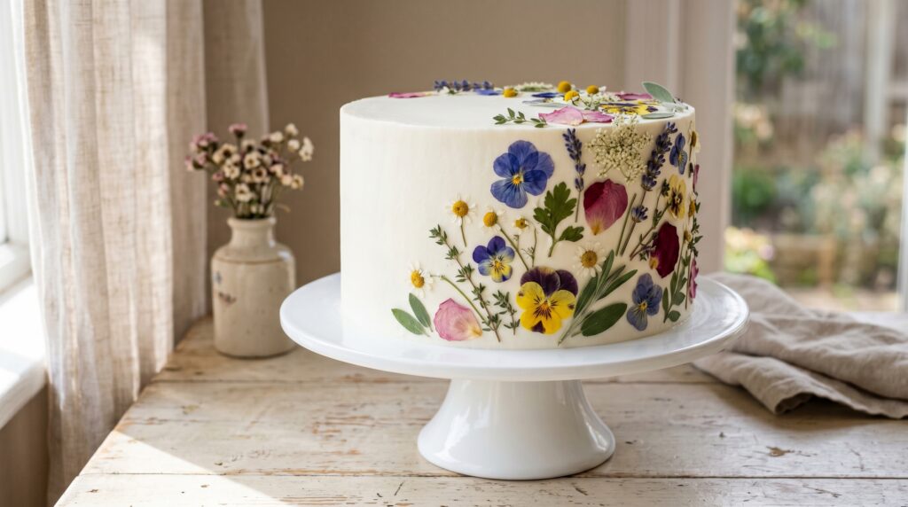 Pressed Edible Flower Cake