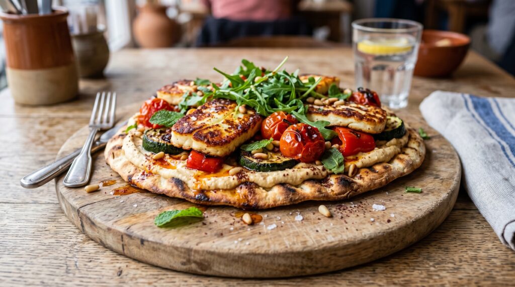 Halloumi and Roasted Vegetable Flatbread