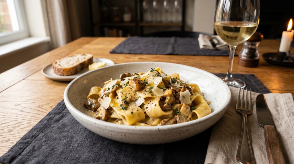 Creamy Mushroom Pasta (Pappardelle)