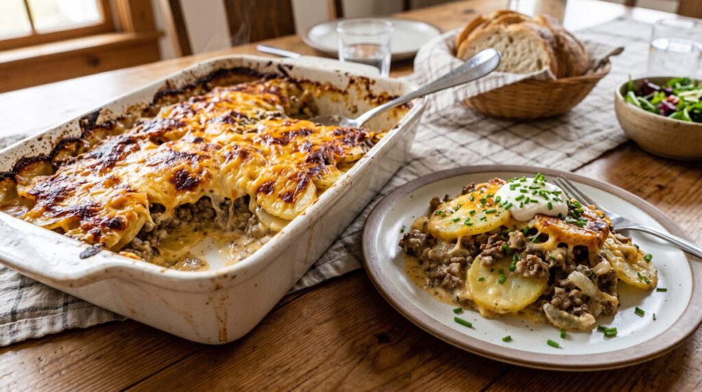 Cheesy Potato and Ground Beef Casserole