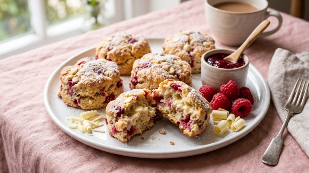 Raspberry and White Chocolate Scones