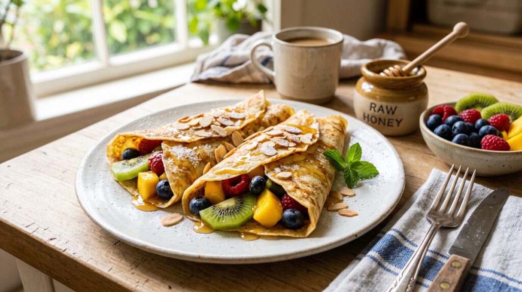 Fresh Fruit and Honey Crepes
