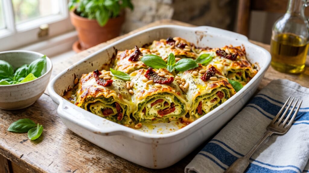 Pesto and Sun-Dried Tomato Roll Ups