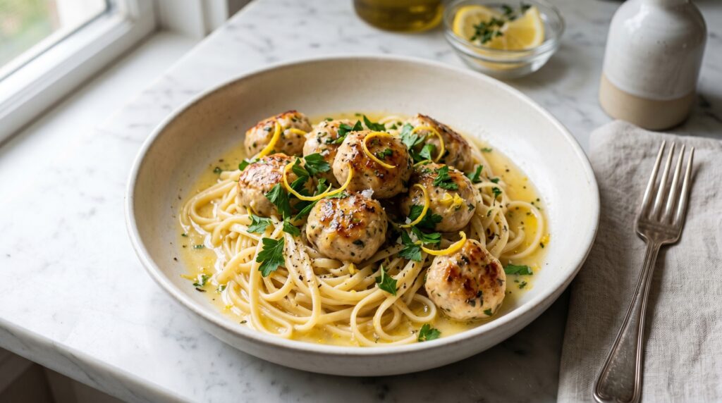 Chicken Meatballs in Lemon Butter Sauce