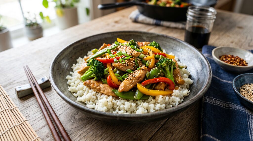 Keto Chicken Stir Fry with Cauliflower Rice