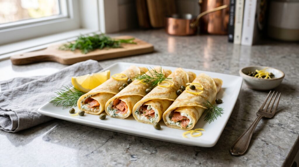 Smoked Salmon and Cream Cheese Crepes