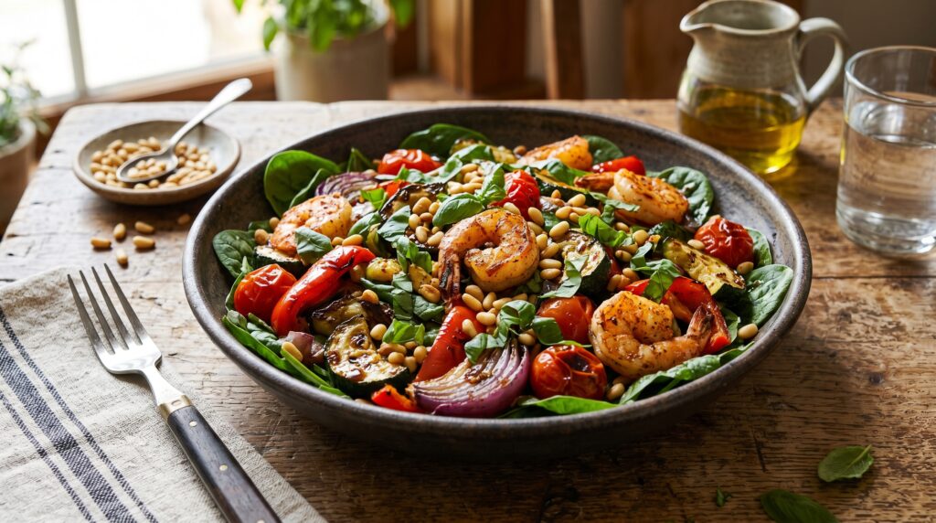 Warm Shrimp and Roasted Vegetable Salad