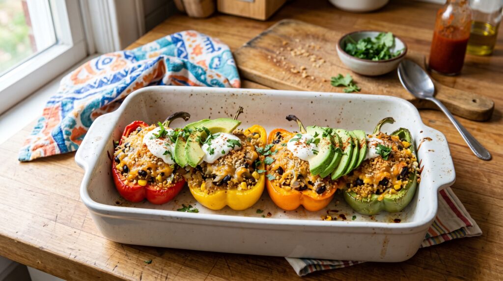 Stuffed Bell Peppers with Quinoa and Cheese