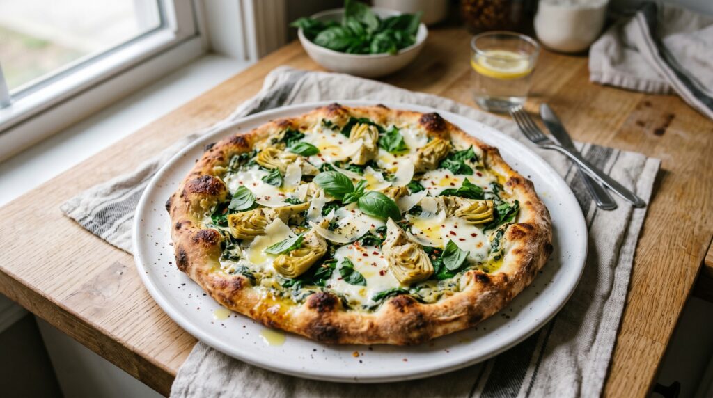Artichoke and Spinach White Pizza