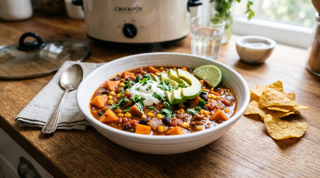 Slow Cooker Sweet Potato and Black Bean Chili