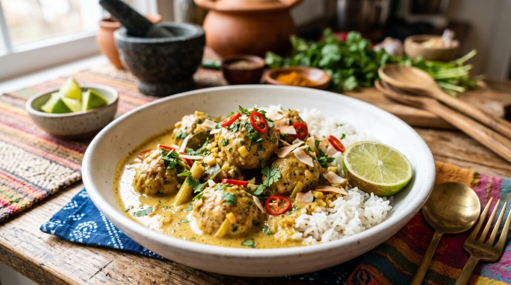Meatballs in Coconut Curry Sauce
