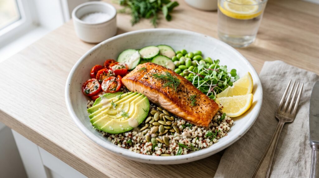 Salmon and Quinoa Bowl with Avocado