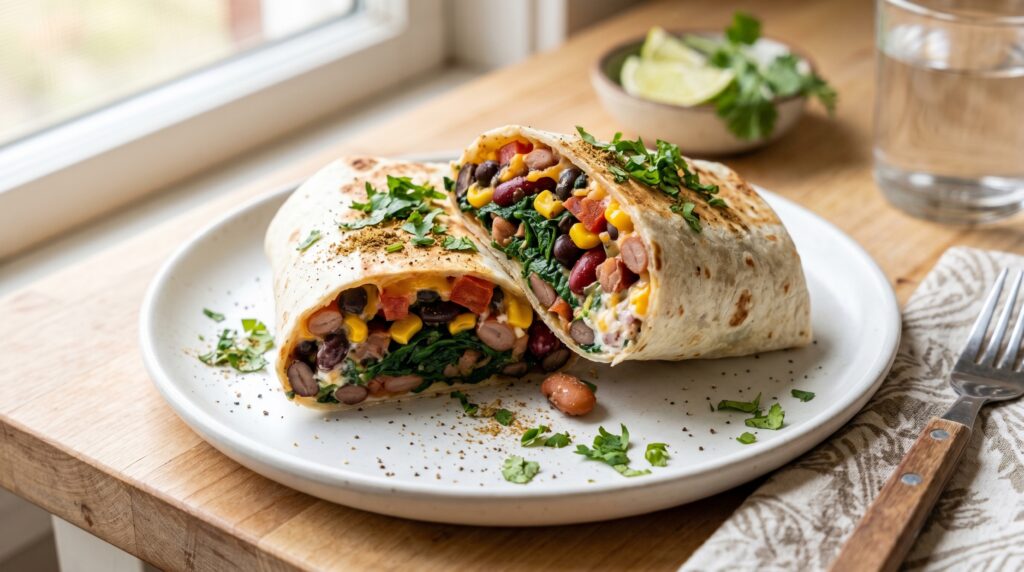 Spinach and Three-Bean Burrito