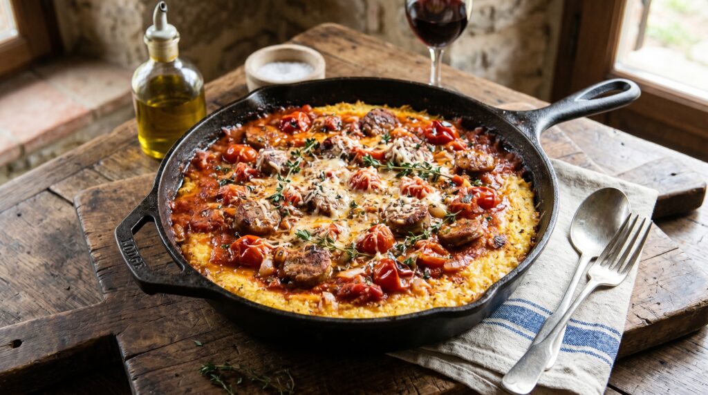 Sausage and Polenta Bake