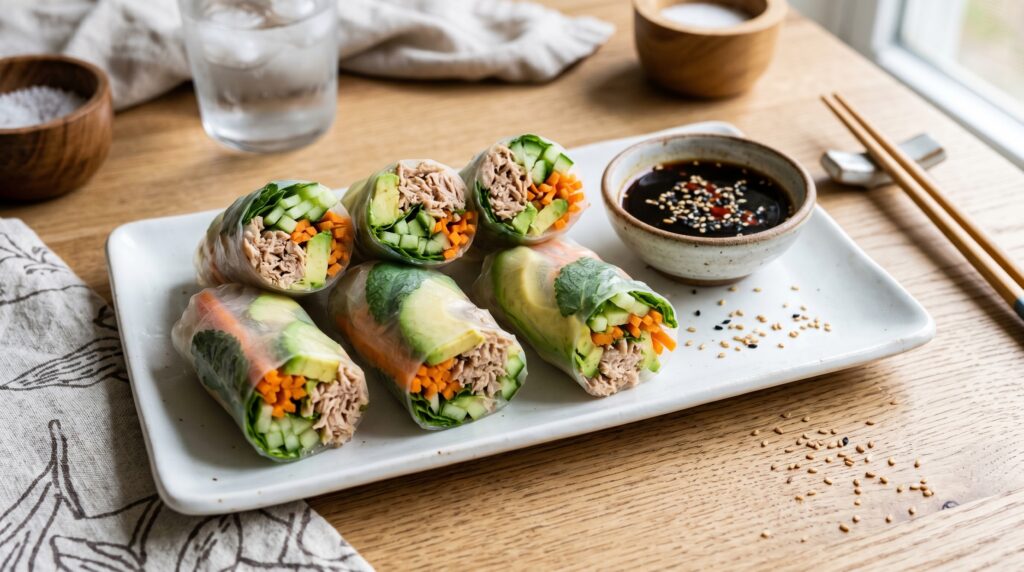 Tuna and Avocado Rice Paper Rolls