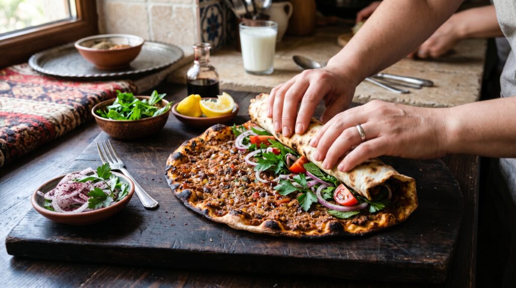 Turkish-Style Lahmacun (Turkish Flatbread Pizza)
