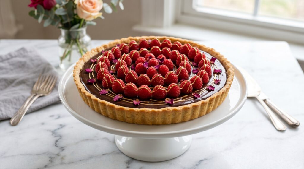 Chocolate Raspberry Tart with Almond Crust
