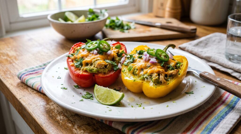 Keto Chicken and Avocado Stuffed Bell Peppers