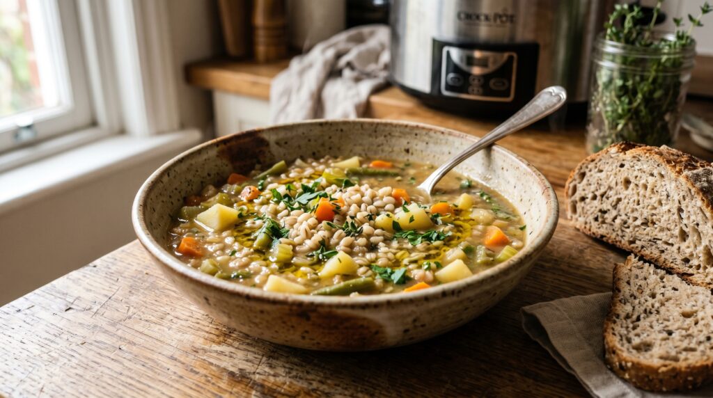 Slow Cooker Vegetable and Barley Soup