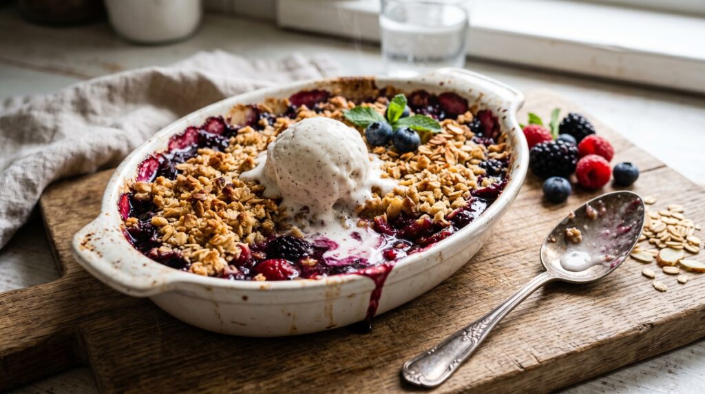 Berry Crumble with Almond Oat Topping