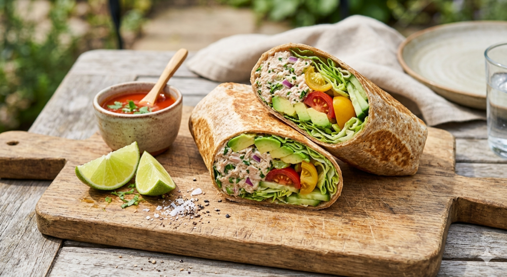 Tuna and Avocado Salad Wraps