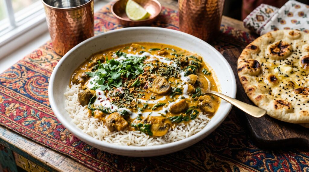 Mushroom and Spinach Curry