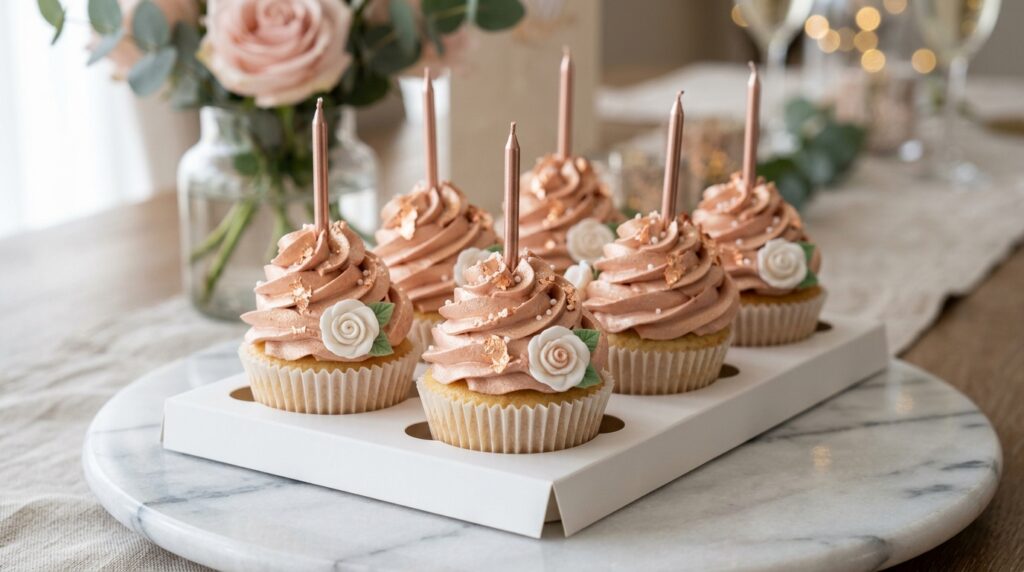 Elegant Rose Gold Cupcakes