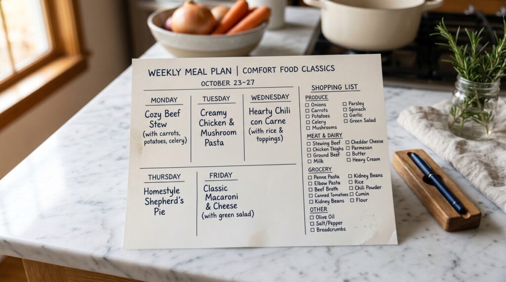 Weeknight Comfort Food Meal Planning Guide