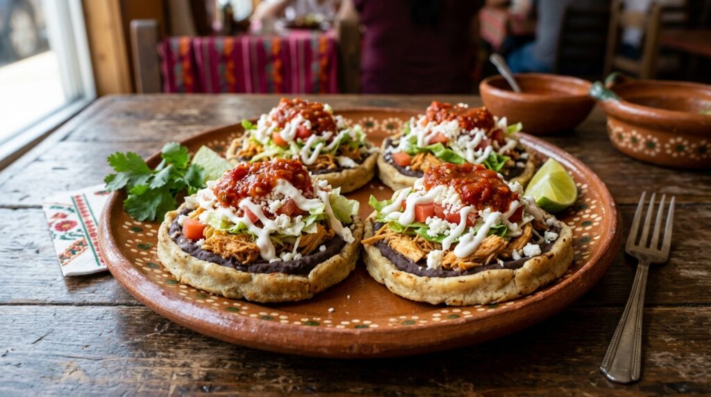 Sopes with Refried Beans and Chicken