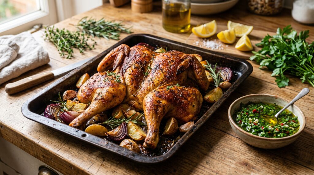 Spatchcock Chicken with Chimichurri