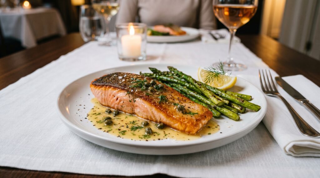 Classic Pan-Seared Salmon with Lemon Butter Sauce