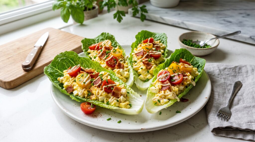 BLT Egg Salad Lettuce Cups