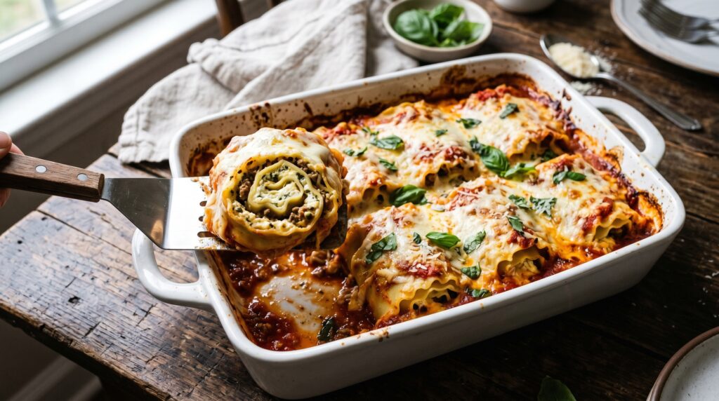 Classic Beef and Ricotta Lasagna Roll Ups