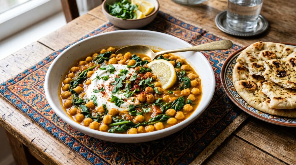 Spiced Chickpea and Spinach Stew