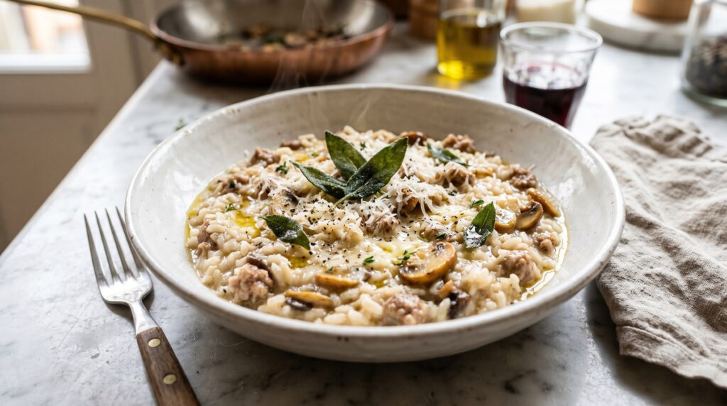 Sausage and Mushroom Risotto