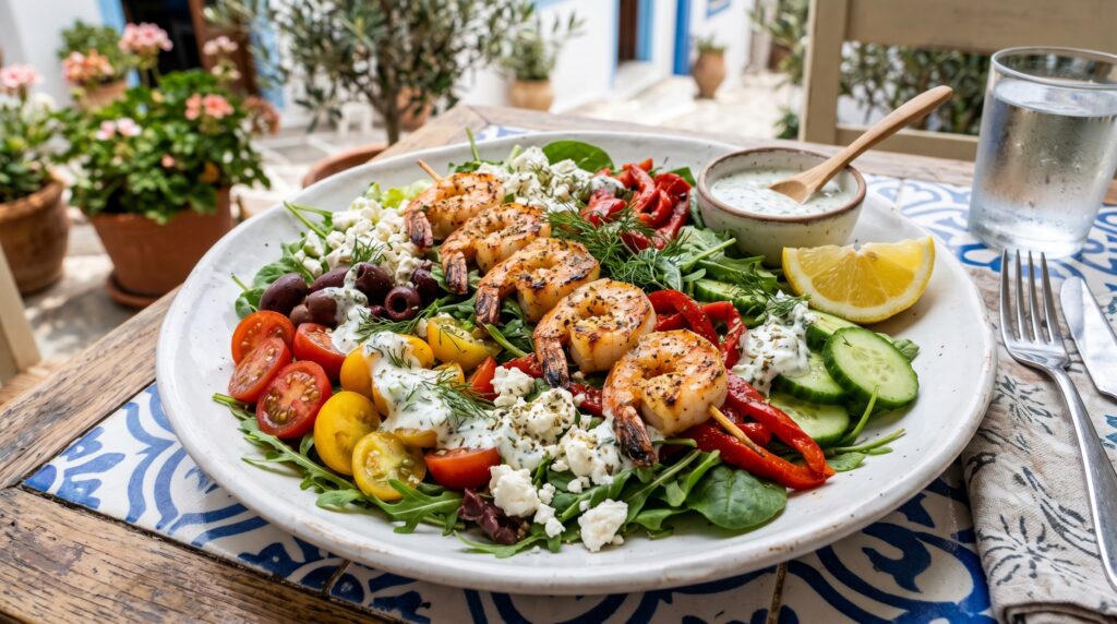 Greek Shrimp Salad with Tzatziki Dressing