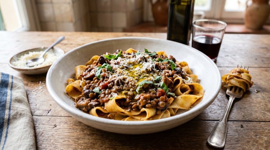 Mushroom and Lentil Ragù