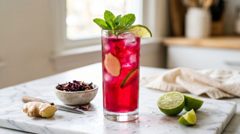 Hibiscus and Ginger Iced Tea