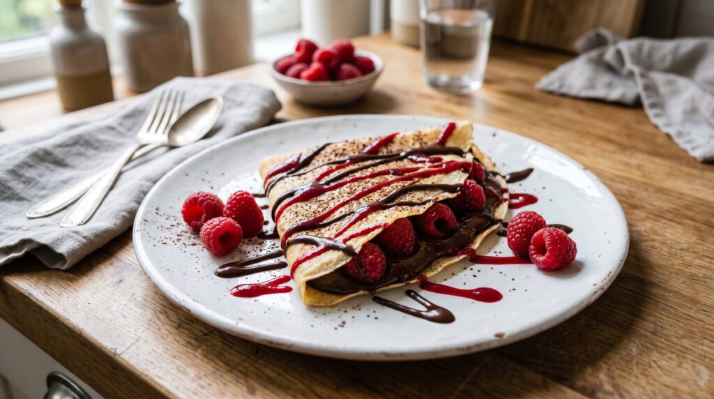 Chocolate and Raspberry Crepes